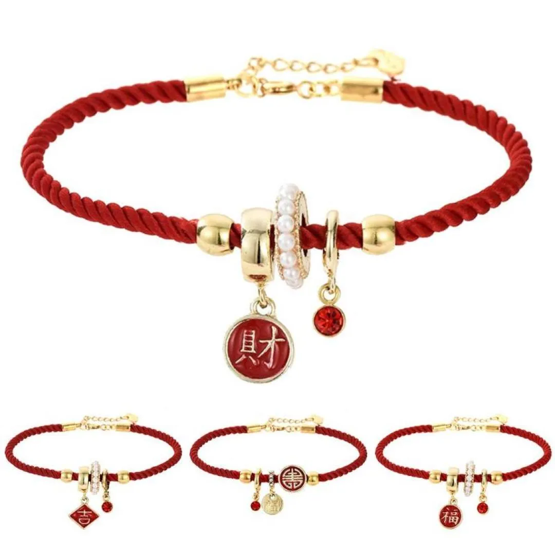 Hommes femmes charme chinois corde chaîne amitié rouge Bracelets pour chanceux chaîne Bracelet amant cadeau 6243101