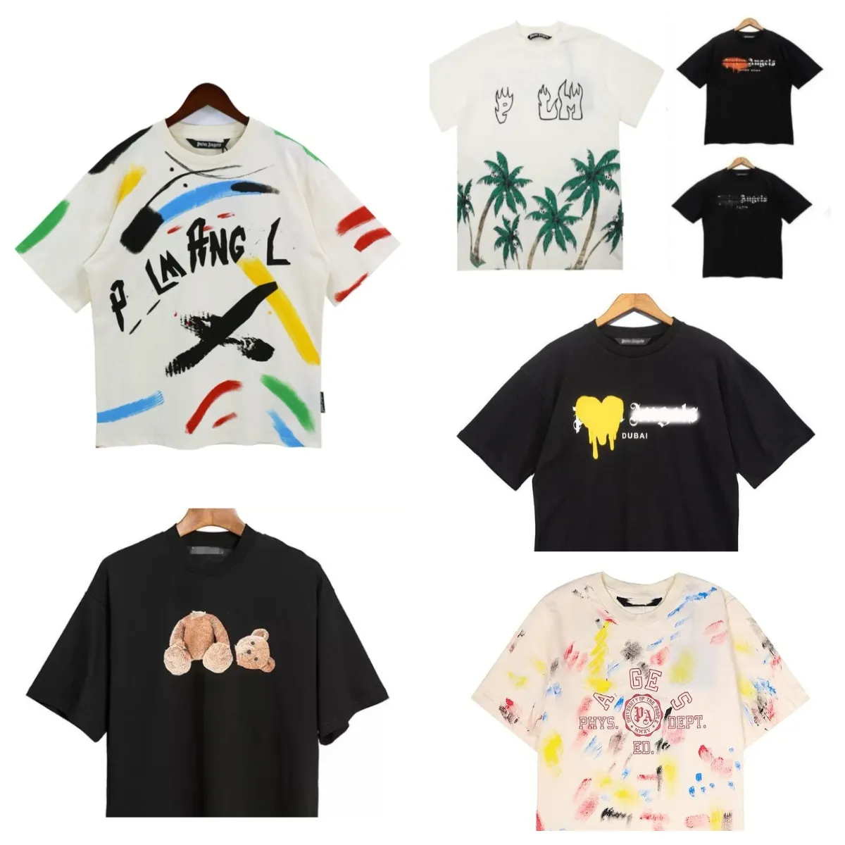 Designer Mans T-shirts Nya modemärke Teddy Bear Short Limited Inkjet Graffiti Letter Printing Sleeve Cotton