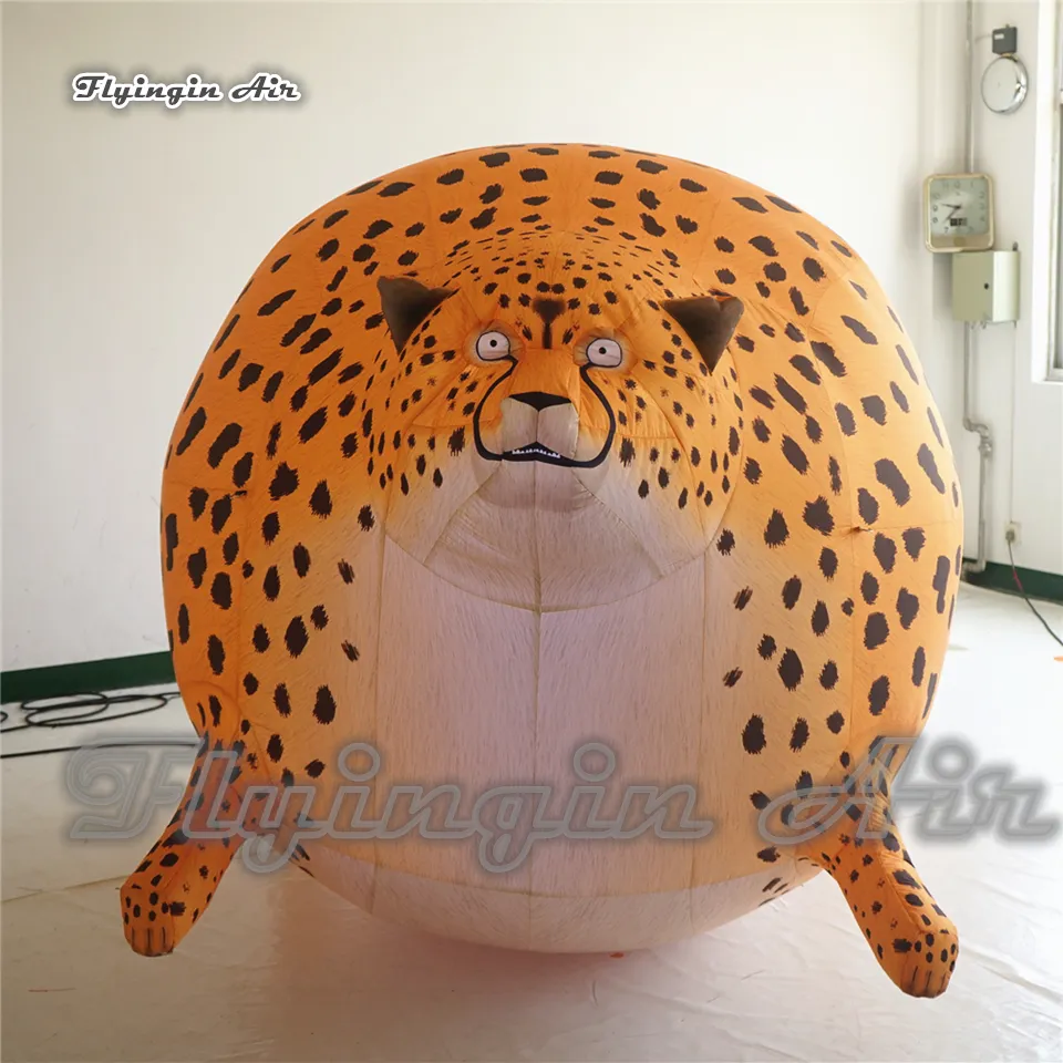 wholesale Cute Inflatable Fat Leopard 1.8m Height Blow Up Cartoon Animal Model Balloon For Amusement Park And Shopping Mall Theme Decoration