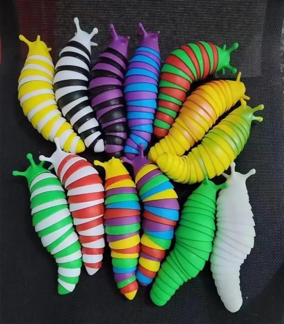 Flexível Fingertip Caracol Brinquedo Sensorial Adulto Antistress Squirming Slug Fidget Brinquedos Autismo Chiledren Presente Descompressão Slinky Slug5508433