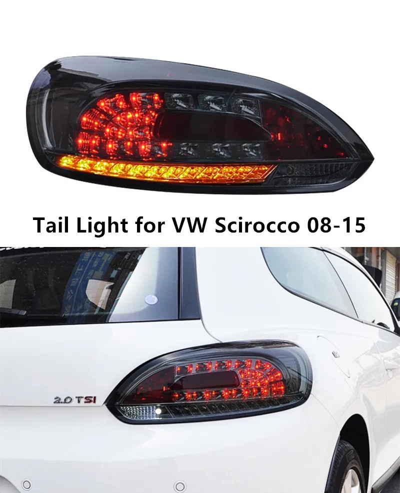 Bakre löpande bromsdimma Turn Signal Tail Light för VW Scirocco Led Taillight 2008-2015 Biltillbehör