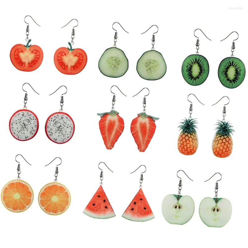 Boucles d'oreilles pendantes 9 paires, décoration de Fruits, goutte d'eau, cadeaux, pastèque, acide acrylique, Fruits pour femmes, Miss For