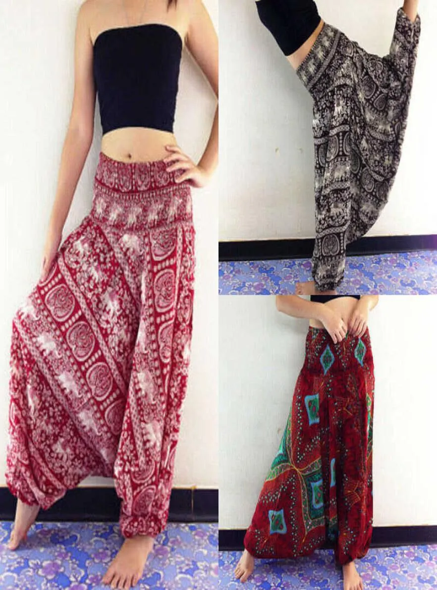 Frauen Hosen mit weitem Bein Baggy Afghani Genie Indian Aladdin Print Hohe Taille Mode Hose Plus Größe Lose Chiffon Kleidung Q08017625990