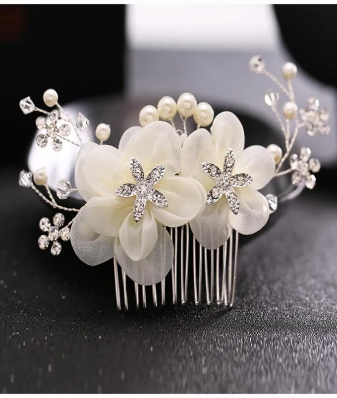 Bridal Wedding Hair Combs for Bride Pearls Crystal Bridal Hair Bands Party Bridal Headpieces Silk Flowers Headdress Hair Jewelry A5731826