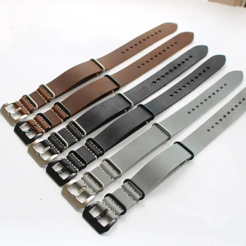 Retro Crazy Horse Leather Strap 20 22 24 26 G10 European Style Black Brown Gray Watchband For PAM 240116