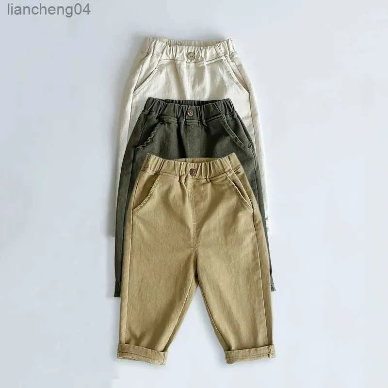 Dżinsy 2023 Spring Kids Pants Solid Boys Pants Fashion Childrentrousers Krótkie dzieci dżinsy dziecięce ubrania