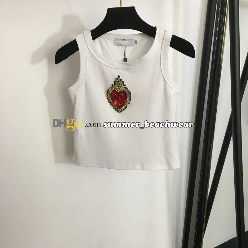 Ontwerper geborduurde tanktops Crop Top T-shirt Dames gebreide tanktop Zomer breit bijgesneden vest