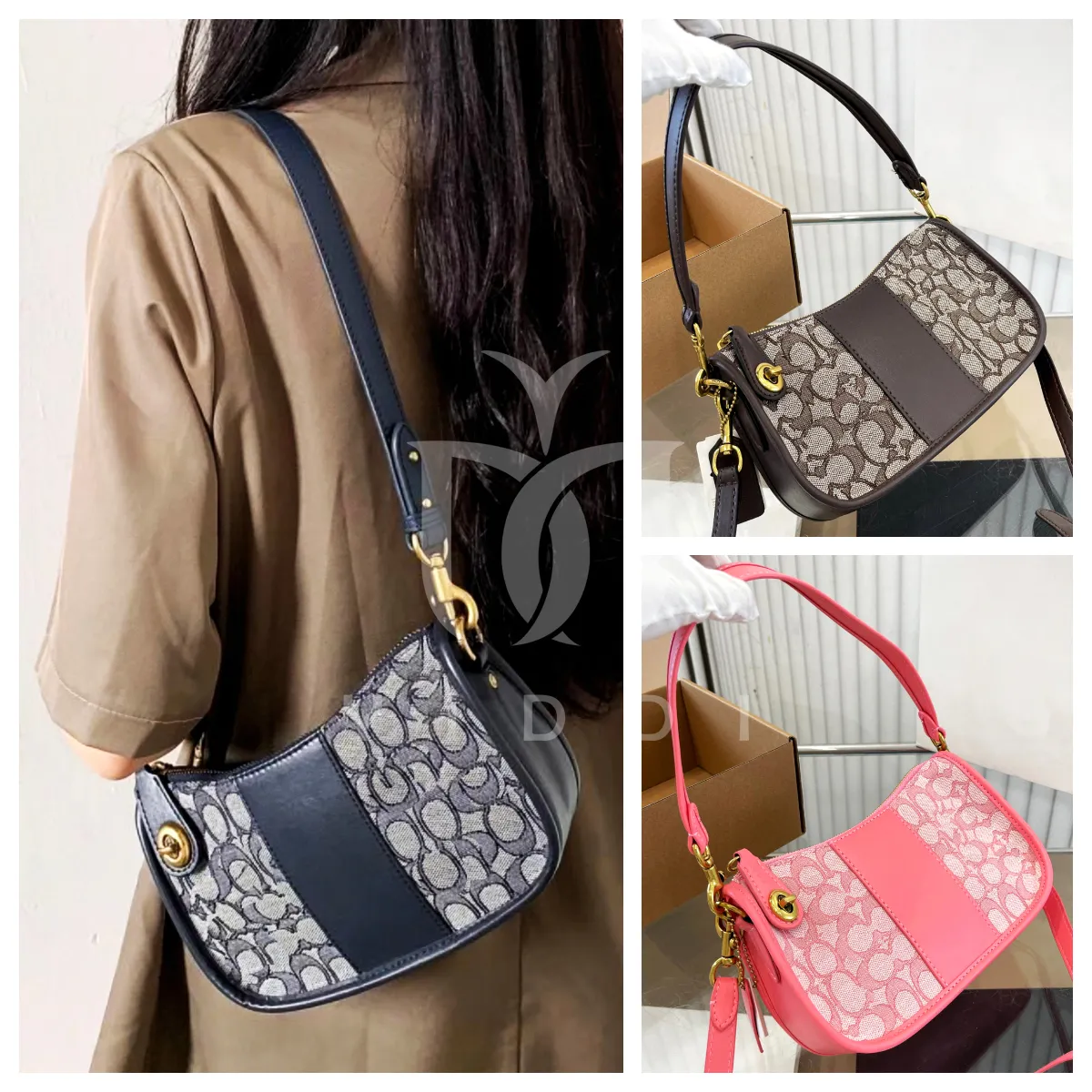 Högkvalitativ tryckt halvmåne designer kväll väska swinger väska kvinnor axillär väska crossbody kvinnor koreansk stil mini påse axelväska designer väska telefon väska