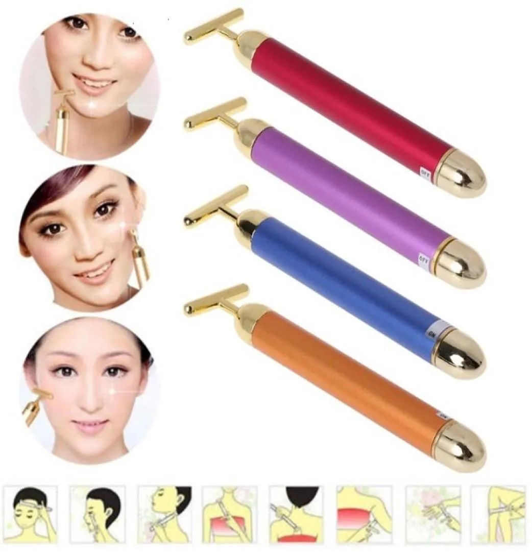 Electric Face Lifting 24k Gold Facial Beauty Vibration Roller Massager Stick Face Skin Care Stick Firming by hope113552915