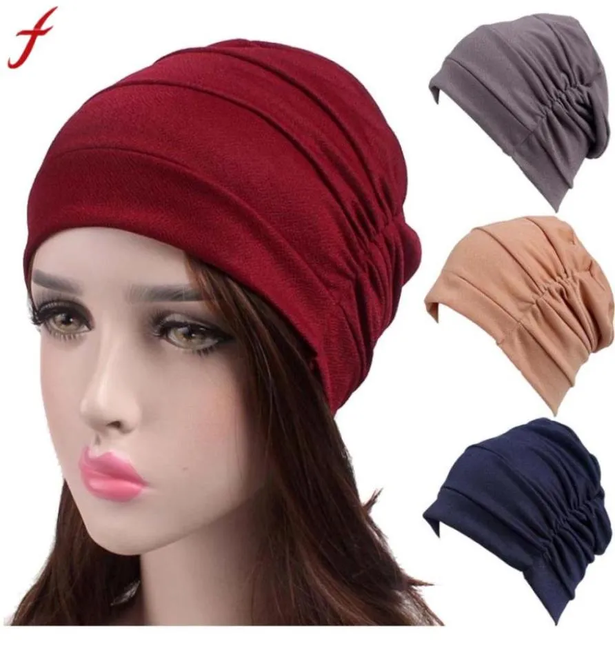 Women New Elastic Cap Turban Muslim chemotherapy Cancer Chemo Hat Beanie Scarf3787826