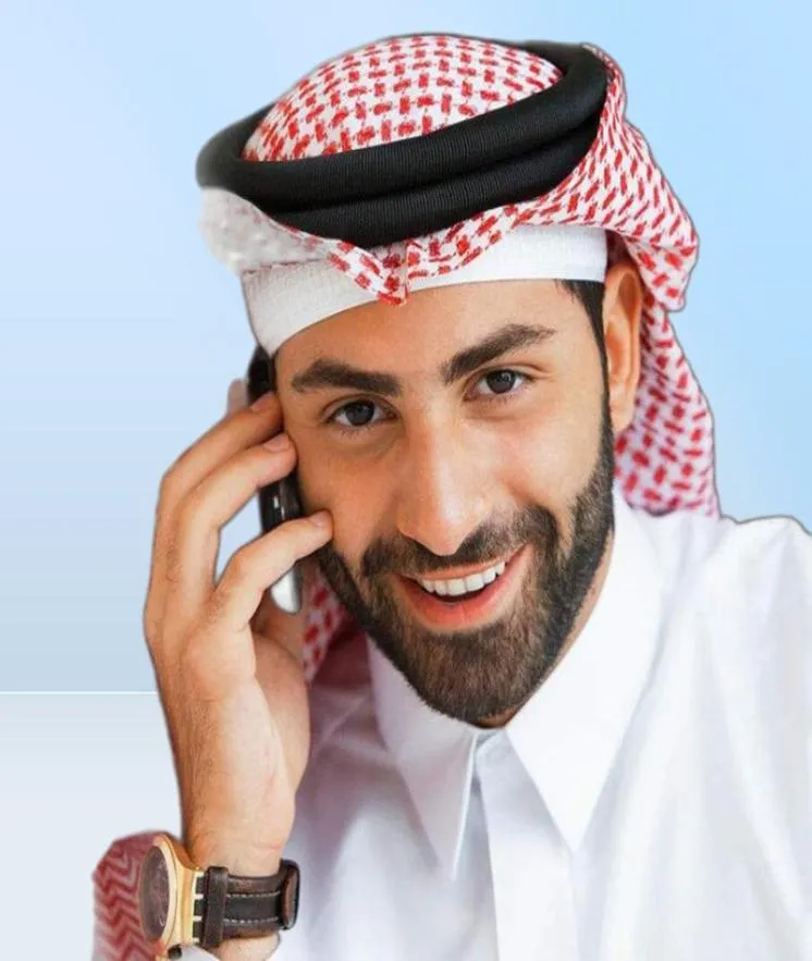 Sciarpe Uomo Musulmano Sciarpa Testa Islamica Stampata Turbante Arabo Accessori di Copertura Cappello in Preghiera Plaid Costumi1202987