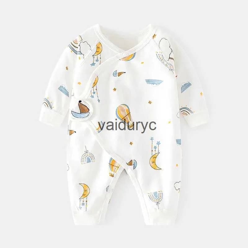 Pullover 0-6m nyfödd baby flicka pojke romper bomull tryck spädbarn jumpsuit casual nyfödda kläder för flickor pojkar vårens höstkläder ny H240508