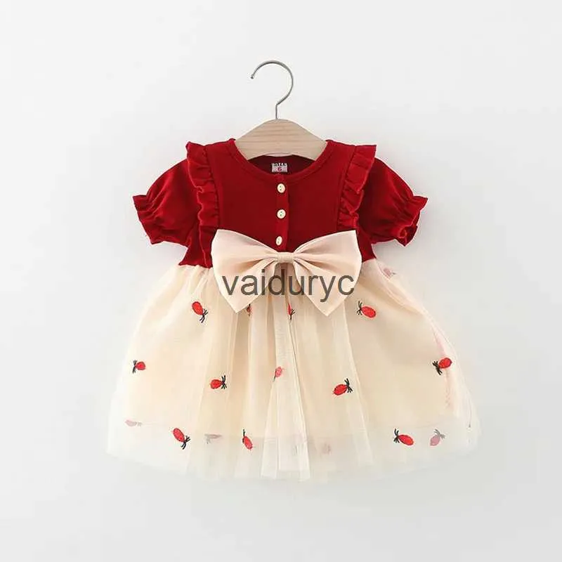 Mädchenkleider 0-36m Babykleider für Mädchen Sommer Kurzarm Baby ein Stück Kleid Baumwolle Spitze Kleinkind Kleidung Geburtstagsfeier Kleidung H240508