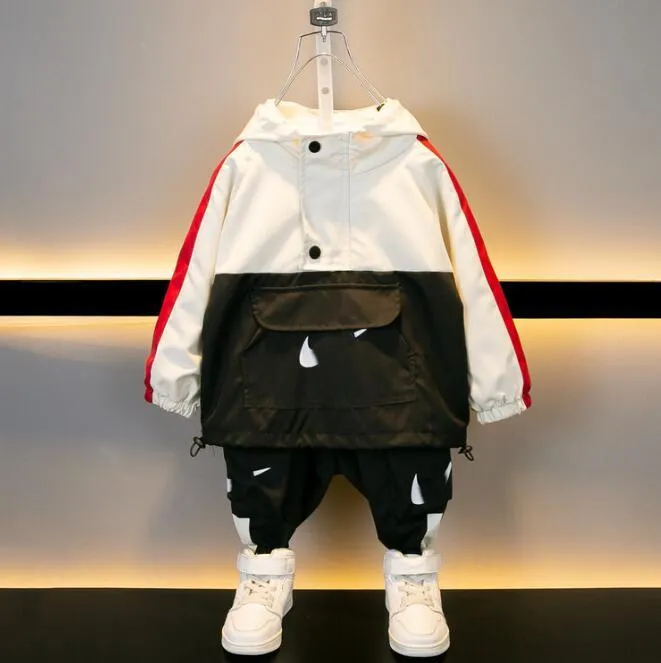 Детская дизайнерская одежда для мальчиков и девочек Комплекты одежды спортивный костюм куртка ветровка брюки детское пальто