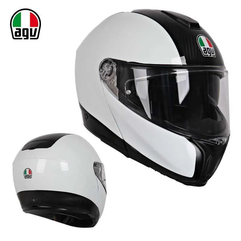 Tam Yüz Açık Agv Karbon Fiber Yüzsüz Kask Erkekler ve Kadınlar İçin Sis Anti Motosiklet Yarışı Tam Kask Kapak Tüm Sezon Güvenlik Motosiklet 82DL