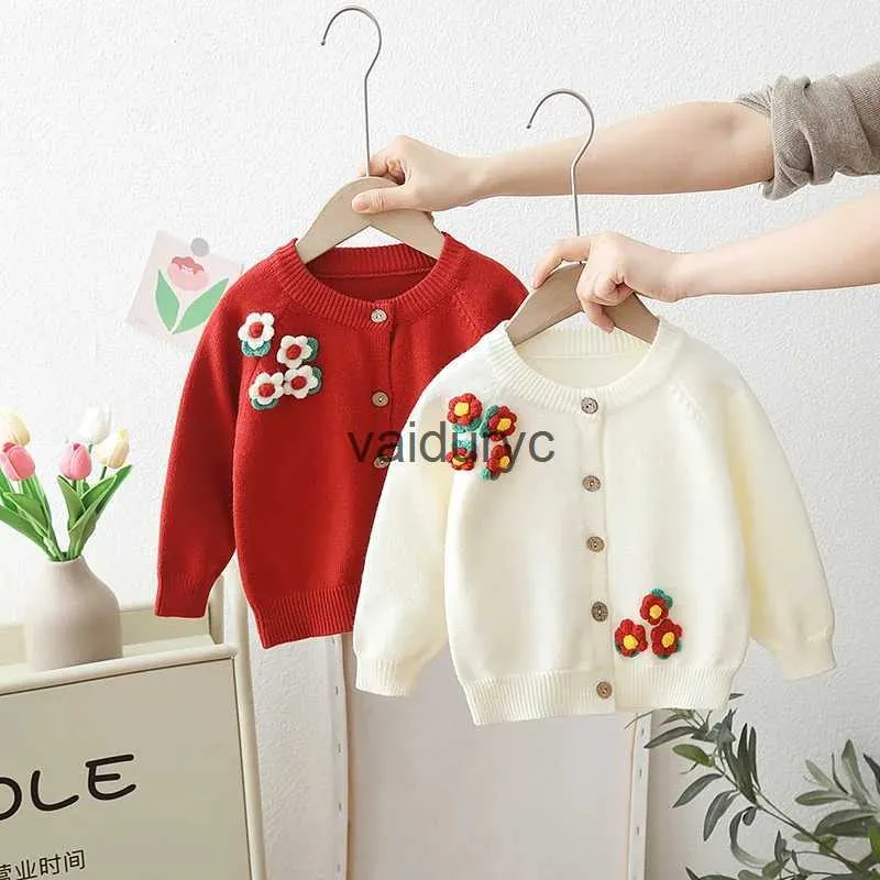 Pullover 1-5y Kids Girls Sweater Sweater Colats Cardigan Coats أزياء طباعة ملابس الأطفال للبنات ملابس شتوية ملابس شتوية Sweatshirt H240508