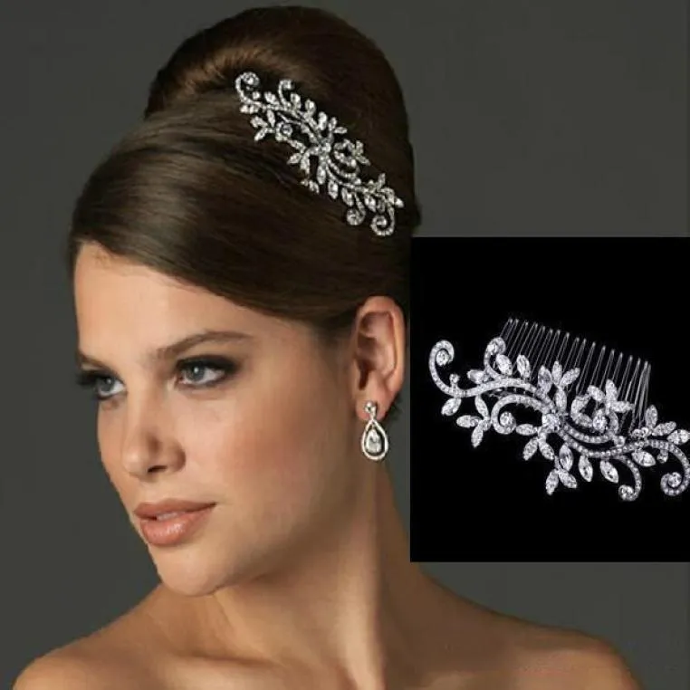 Hoofddeksels voor bruiloftsbruid Haarkammen Bloemstijl Strass CrownTiara's Bruidshoofddeksels Bruiloftaccessoires Zilver3180174