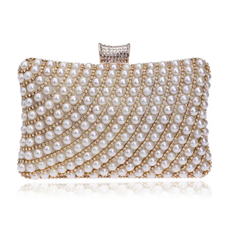 Beded Damen Abendtaschen Diamanten Muschel Dame kleine Tageskupplungen Party Abendessen Hochzeit Braut Hohlperlen Handtaschen Geldbörse 240117