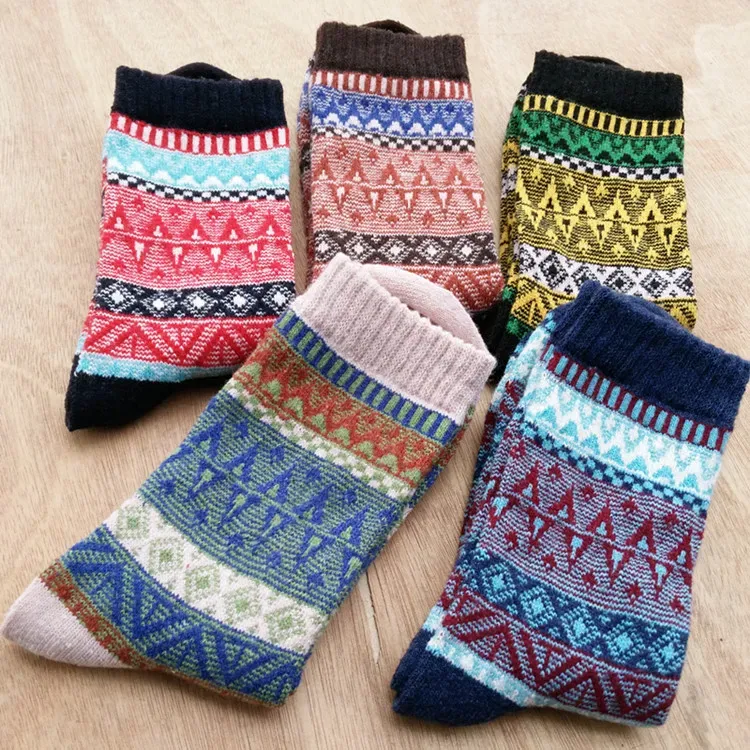 Men Women Kids Autumn and winter vintage rabbit wool socks for men high-grade comfortable national wind warm socks