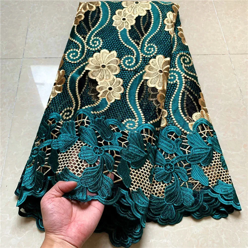 Afrikansk nigeriansk fransk spetstyg av hög kvalitet för sömnad broderi klänning mjölk silk voile bröllop parti 5yards 240116