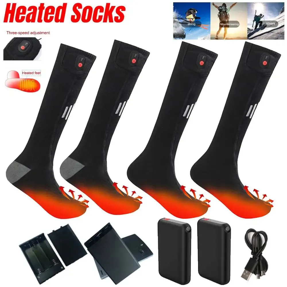 Chaussettes chauffantes d'hiver Sport de plein air chauffe-pieds thermique batterie Rechargeable Sports de Ski électrique 240117