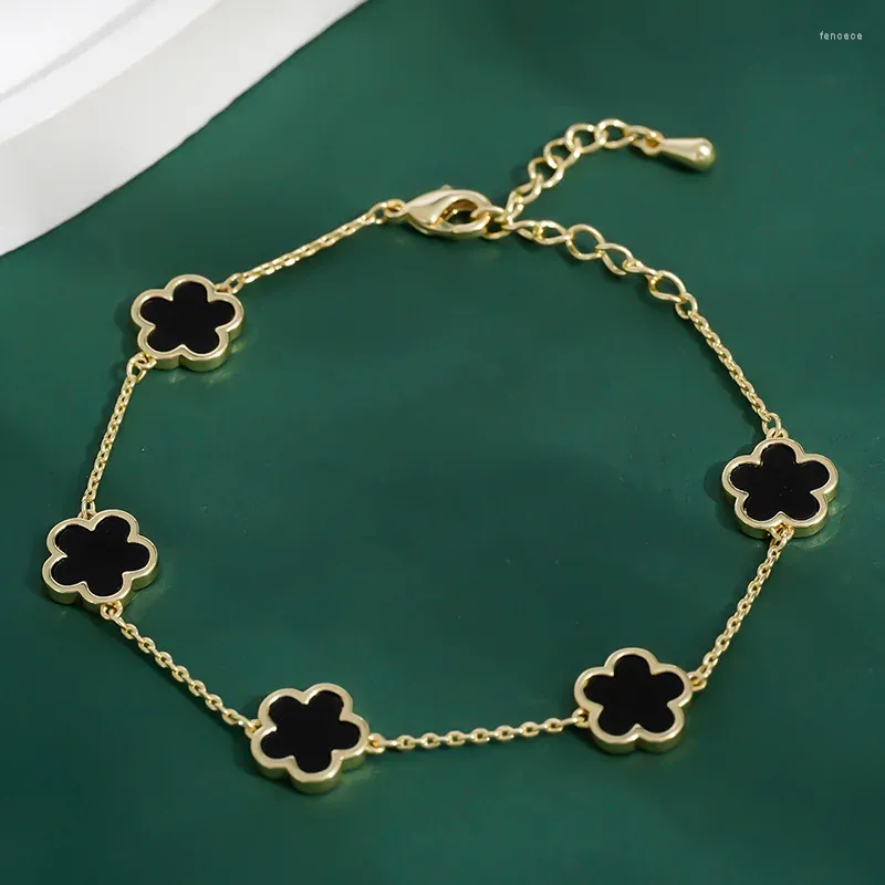 Five Petal Flower Link Bracelet - Elegant Womens Jewelry
