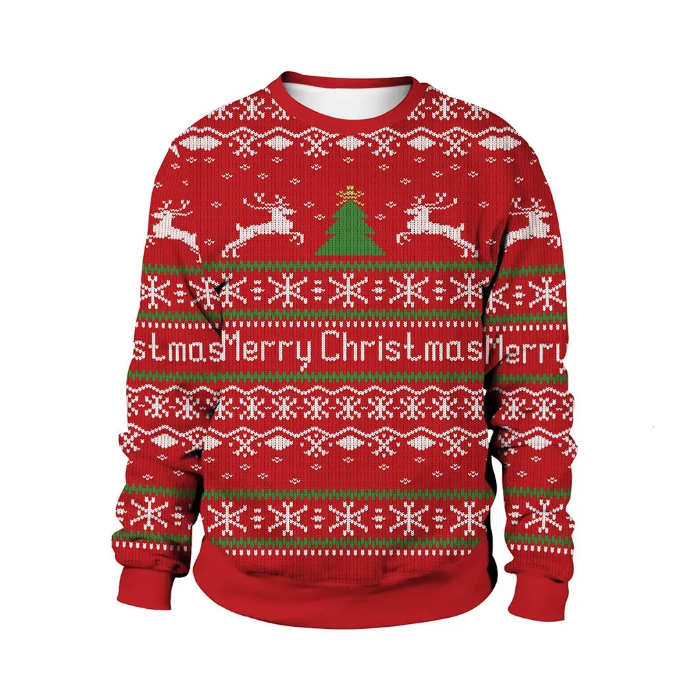 Unisex brzydki świąteczny druk Pullover Sweter dla mężczyzn kobiety 3D śmieszne bluzy jesienne zimowe swetry skoczki topy 240116