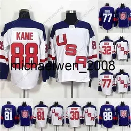 Weng World Cup Blank Team USA Hockey Jerseys 32 Jonathan Quick 67 Max Pacioretty 77 TJ Oshie 81 Phil Kessel 88 Patrick Kane Hockey Jersey