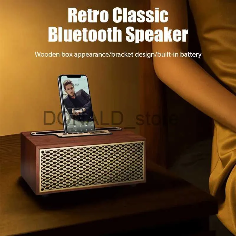 Portabla högtalare XM-5 Retro Wood Bluetooth-högtalare Double Horn Hifi Stereo Subwoofer Boombox Portable FM Radio Mobiltelefonstativ Högtalare J240117