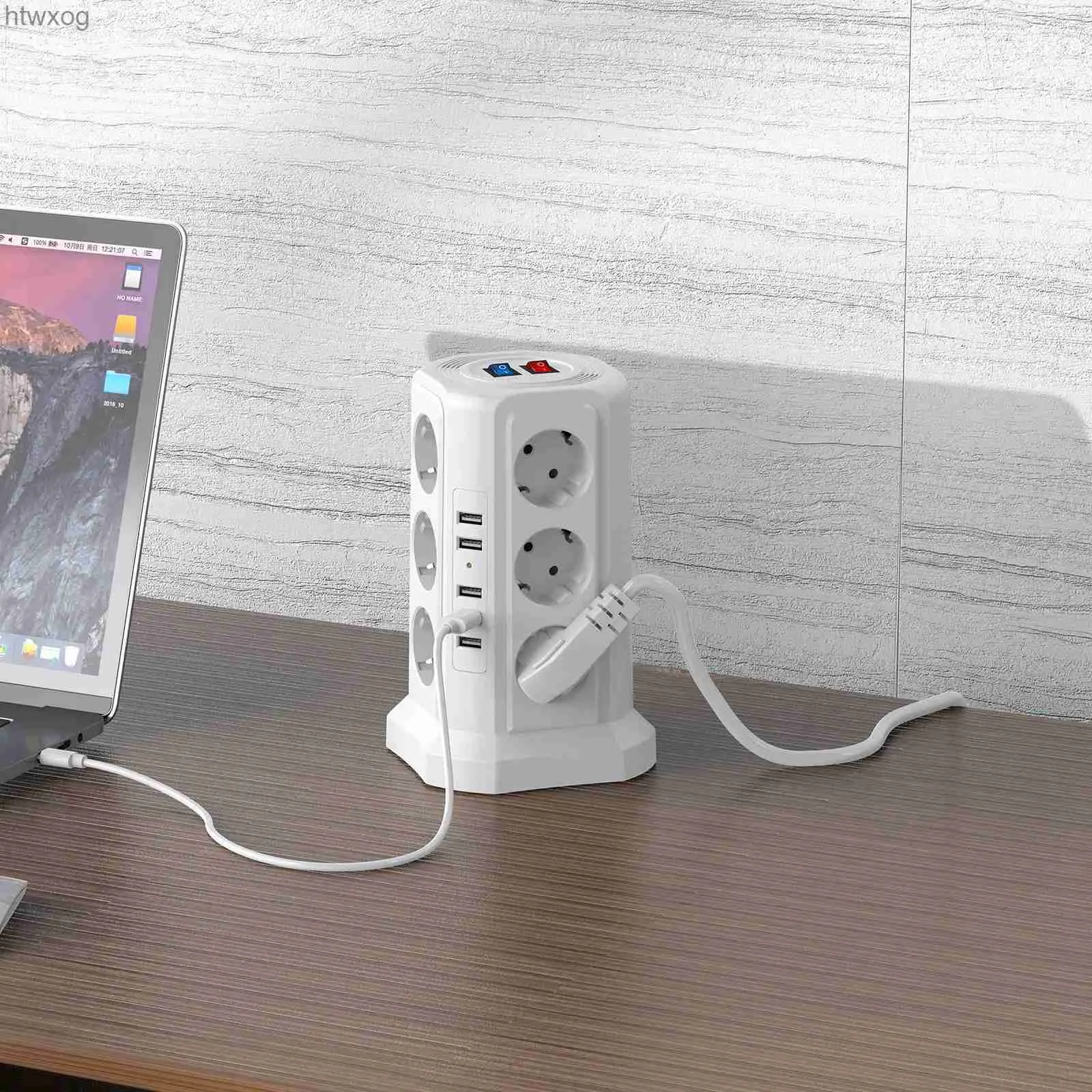 Wtyczka kabla zasilacza SAMERIVER Tower Multi Power Pasek UE Wtyczka 12 Way Gniazdo wylotowe 3 USB A+1 USB C Protector Surge Protector dla biura domowego 5M przedłużacz YQ240117