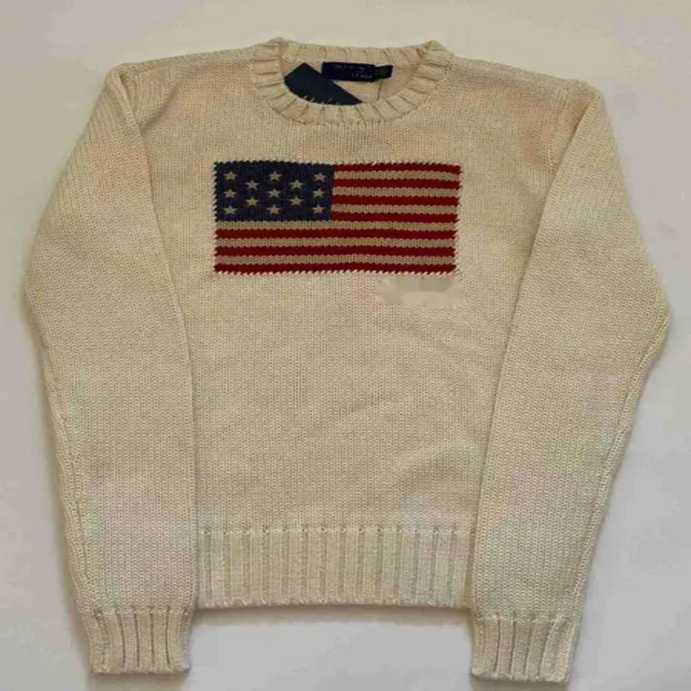 Men's Sweaters Designer R-L Men's Ladies Sweaters Us American Knitted Flag High-end Luxury Comfortable Cotton