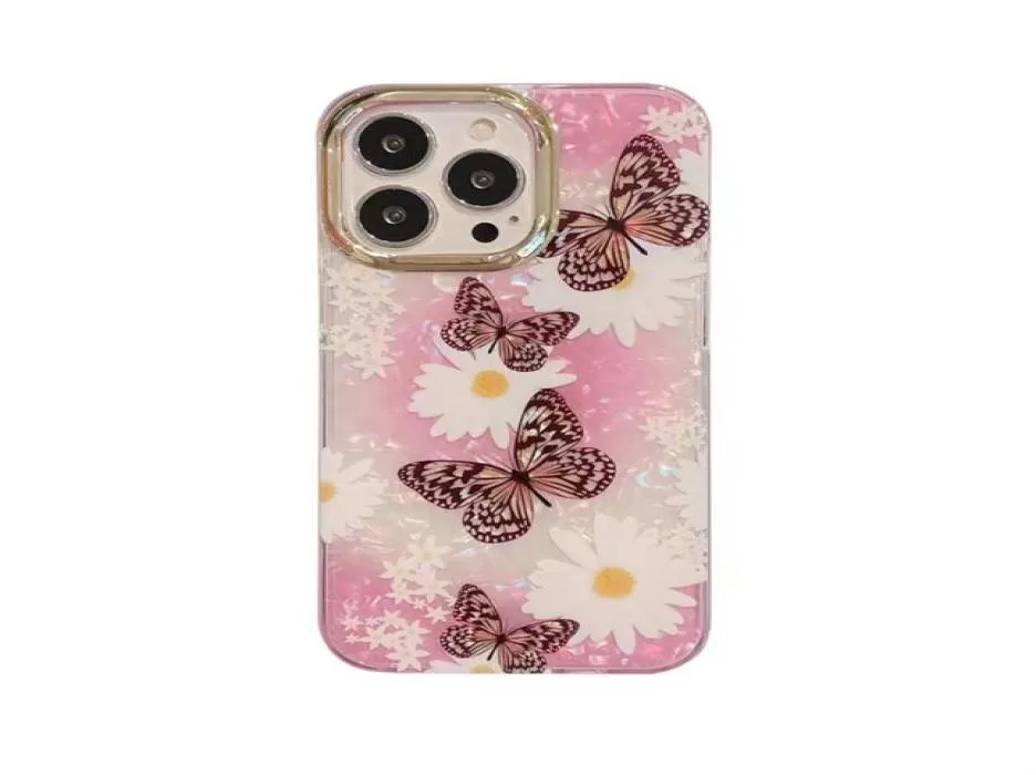 Étuis de téléphone portable couverture mode papillon fleurs Floral Tpu PC pour iphone 14 13 12 Mini 11 Pro Xr X Xs Max 8 7 Plus5029200