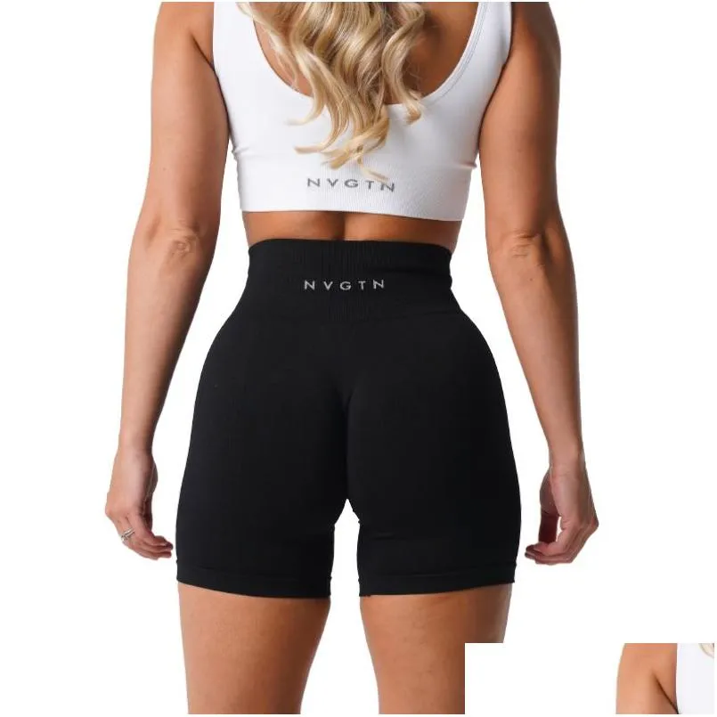 Yoga Outfit Nvgtn Lycra Spandex Solide Shorts sans couture Femmes Collants d'entraînement doux Fitness Tenues Pantalons Gym Wear 230221 Drop Delivery DHFGY