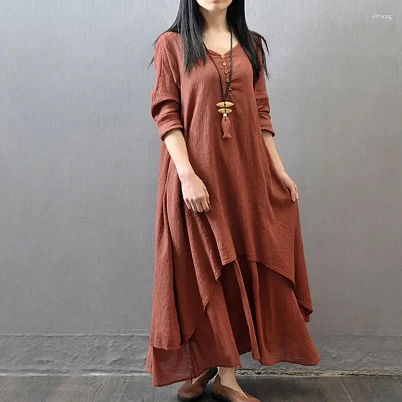 white christmas dresses Women's Long Sleeve Linen Button Down Midi Dress main image 0