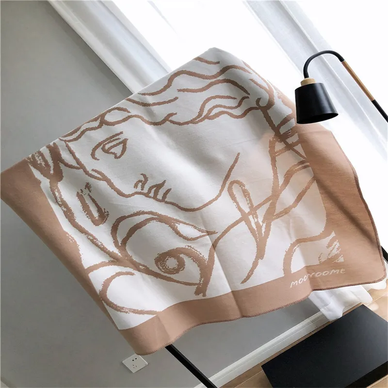 Deigner Blanket First Class Head Pattern Cashmere Blanket 800g Coral Blanket Air Conditioning Room Blanket Camping Decorative Sofa Blanket