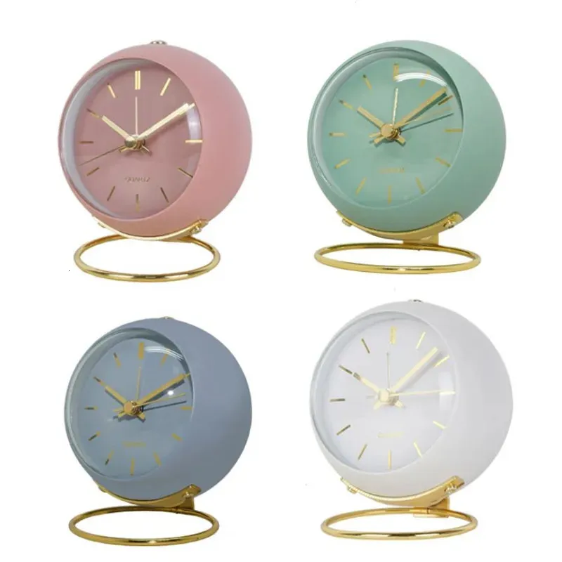 Luxury Alarm Clock Nordic Electronic Desk Quartz Clock Simple Children's Kids Desktop Bedside Student Mute Table Clock 240116