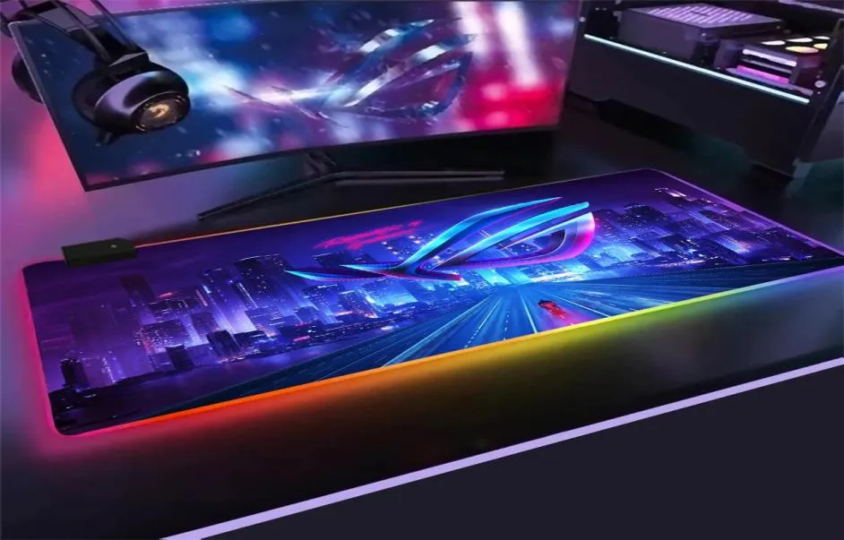 Grand tapis de souris de jeu RGB Asus, tapis de jeu, configuration Led RGB, décoration de joueur, clavier brillant, tapis de souris, cadeau 4255418