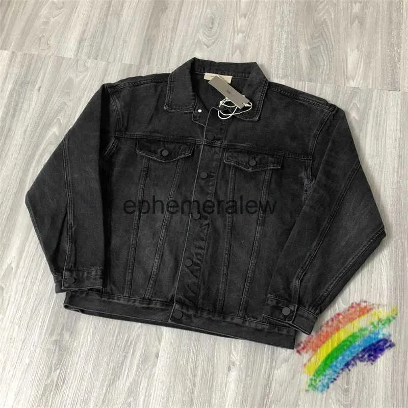 Giacche da uomo Giacca di jeans in denim nero lavato per uomo Donna Denim di alta qualità Abbigliamento vintage Giacche Top Coatephemeralew