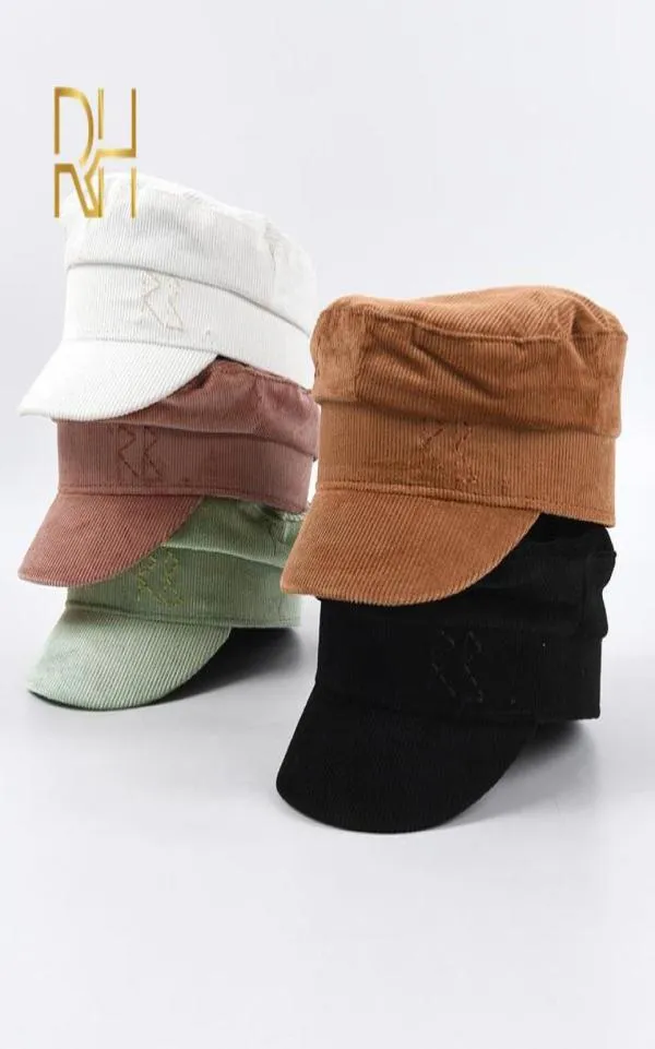 Corduroy żeńska sztuka ośmiokątna kapelusz moda kobiety vintage beret liter newsboy flat fased kapelusz w paski beret retro British5860231