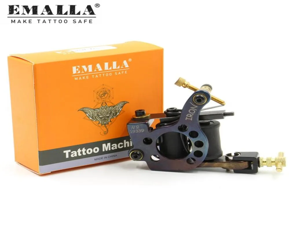 Machine à tatouer EMALLA, pistolets à bobine pour ombrage de doublure, 10 chaînes en fer, fournitures de pistolet faites à la main 5313170