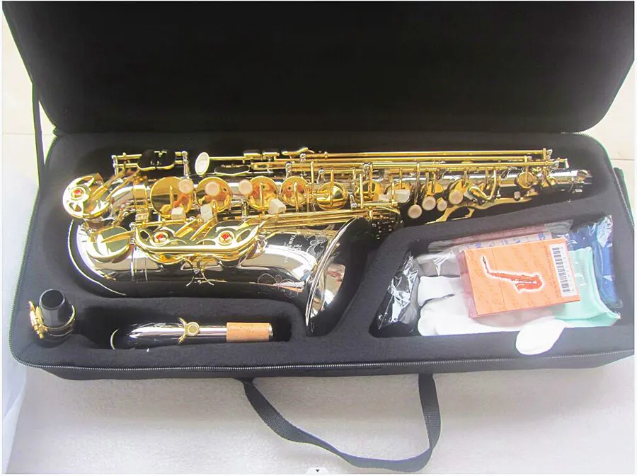 Neues, weißkupfervergoldetes 037, Originalstruktur, professionelles Es-Altsaxophon, weiße Muscheltasten, tief geschnitztes Altsaxophon