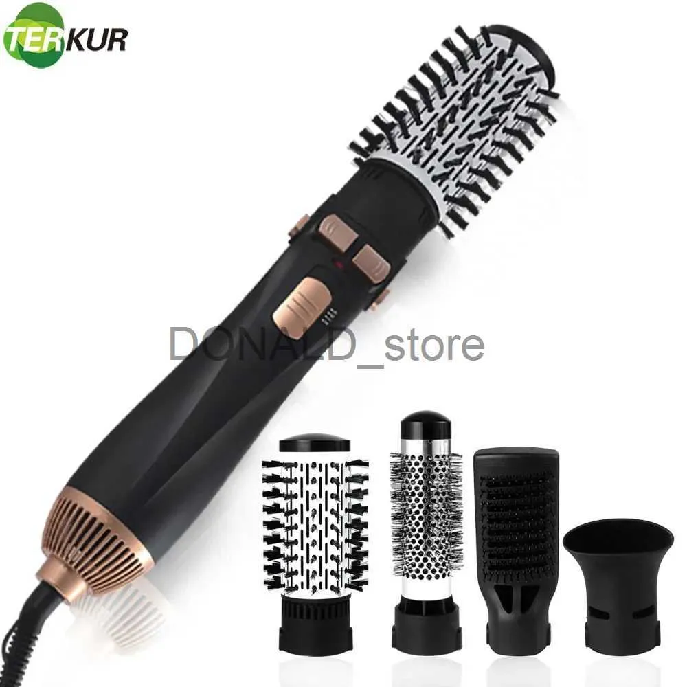 Secador de cabelo elétrico escova de ar quente 4 cabeça substituível secador de cabelo pente um passo ventilador forte vento alisador elétrico rolo modelador ferramentas estilo j240117