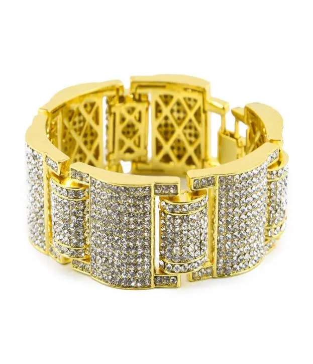 Bracciale hip-hop da uomo in oro 14 carati con diamanti simulati, micro pavé di bling bling224v200z2822844