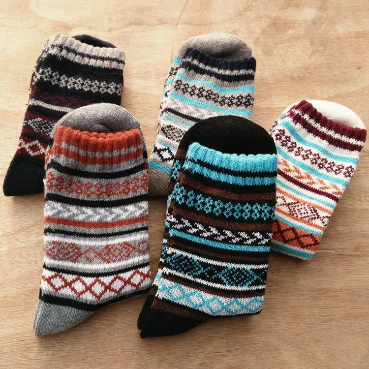 Men Women Kids Autumn and winter vintage rabbit wool socks for men high-grade comfortable national wind warm socks