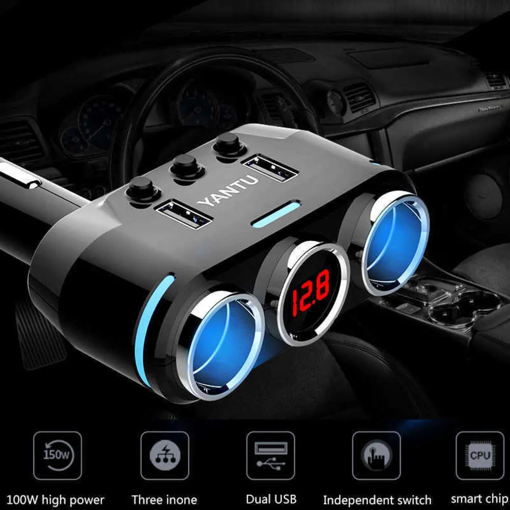 Nuovo 12V-24V Accendisigari per auto Presa Splitter Spina LED Adattatore per caricabatterie USB 3.1A 100W Rilevamento per telefono MP3 DVR Accessori per auto