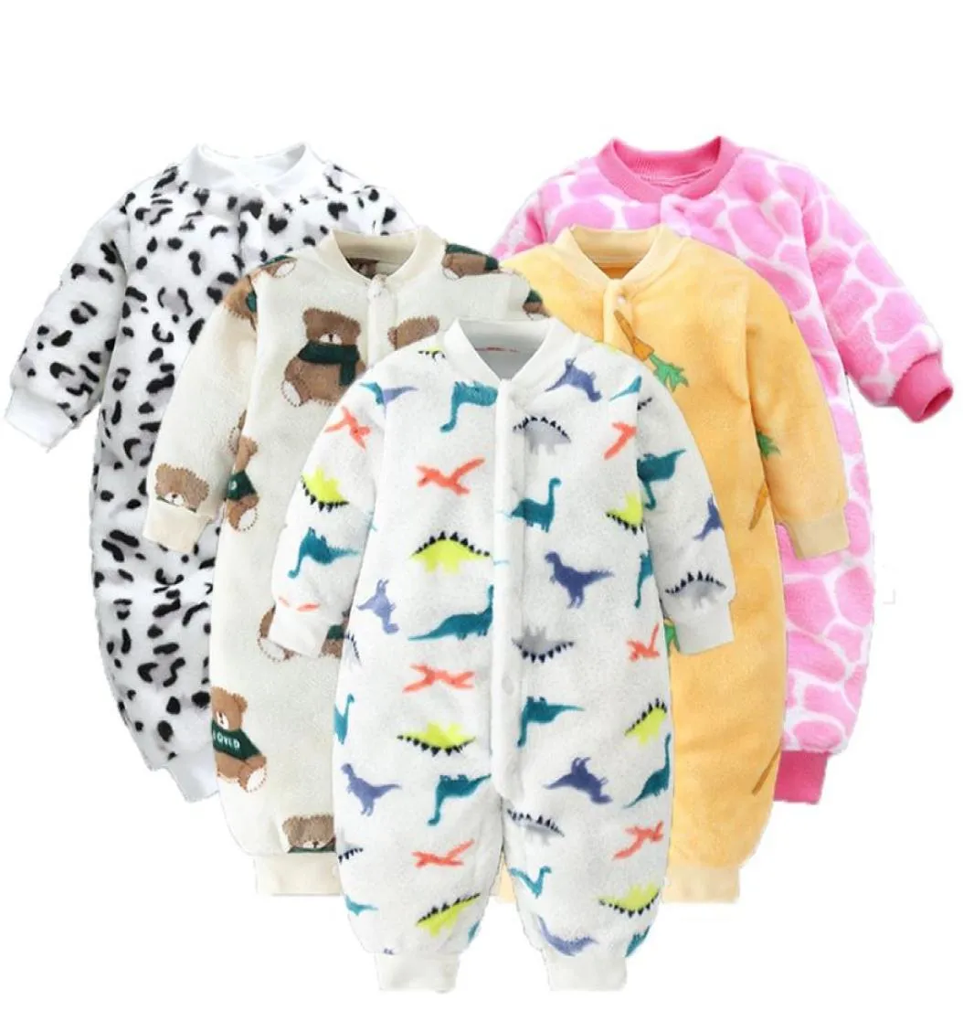 Nouveau-né bébé vêtements d'hiver mignon infantile filles vêtements d'extérieur combinaison pour garçons doux polaire chaud nouveau-né barboteuses 012 mois LJ2017805361