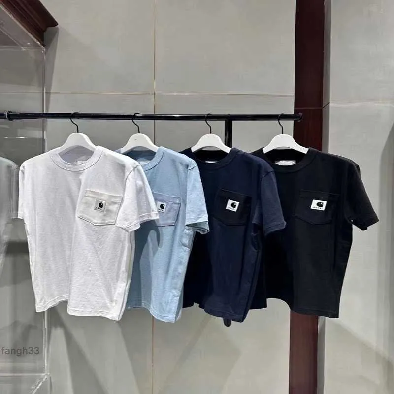 안개 사카이 공동 브랜드 여름 패치 워크 티셔츠 측면 슬릿 유니니스 렉스 짧은 슬리브 패션