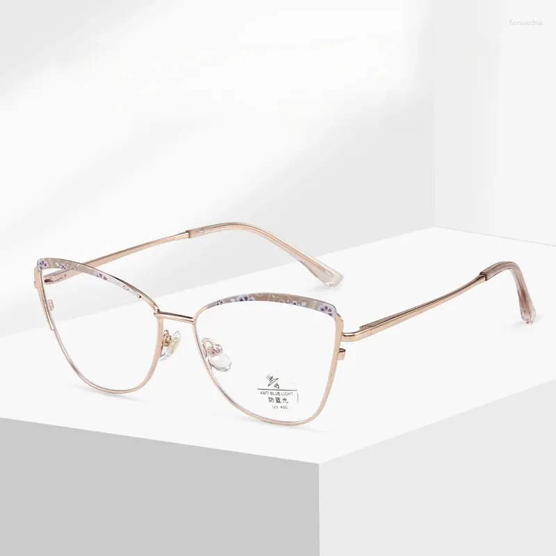 Zonnebrilmonturen Cat's Eye Metalen Brillen Frame Vrouwelijke Mode Trend Bijziendheid Optische Gepersonaliseerde Anti-blauw Licht Bril Heren Groothandel