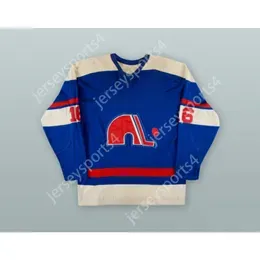 Custom 1973-74 WHA ANDRE GAUDETTE 16 QUEBEC NORDIQUES BLUE HOCKEY JERSEY NEW Top Stitched S-M-L-XL-XXL-3XL-4XL-5XL-6XL