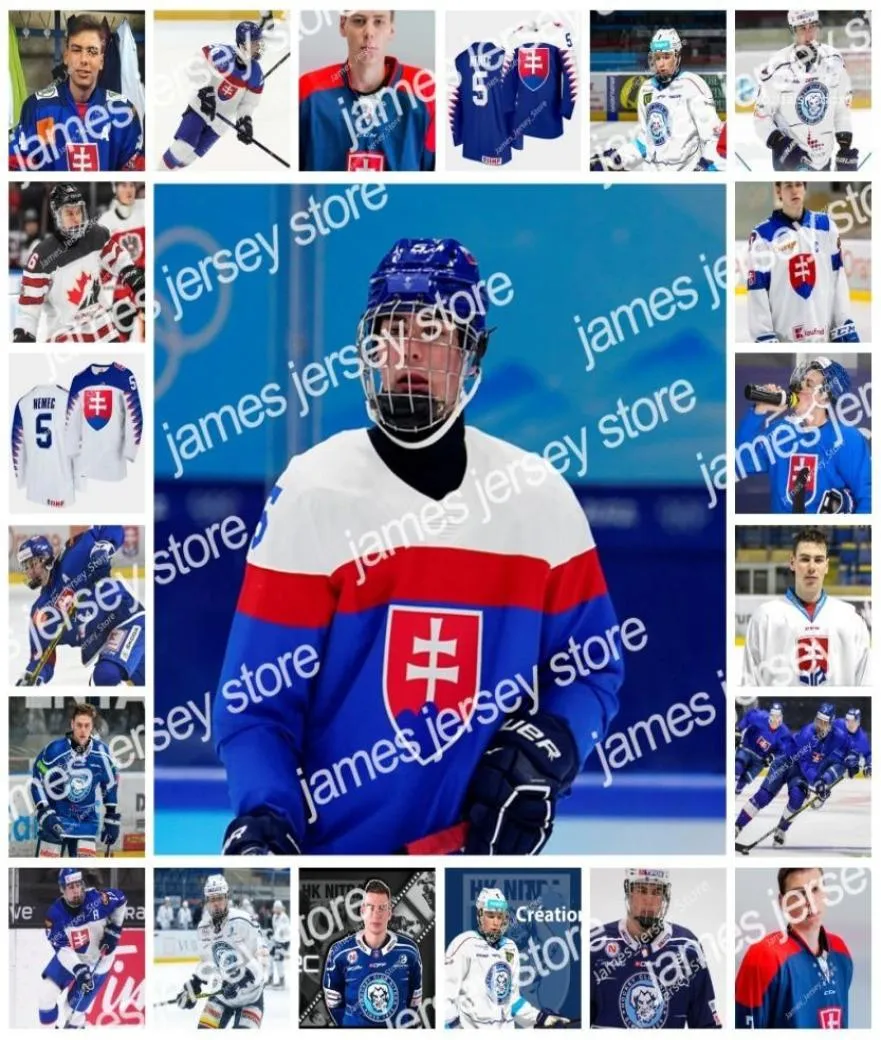 College Hockey indossa Simon Nemec Maglia da hockey su ghiaccio Custom Vintage Slovacco Extraliga HK Hokejovy Klub Nitra Maglia 2021 IIHF World C8449915